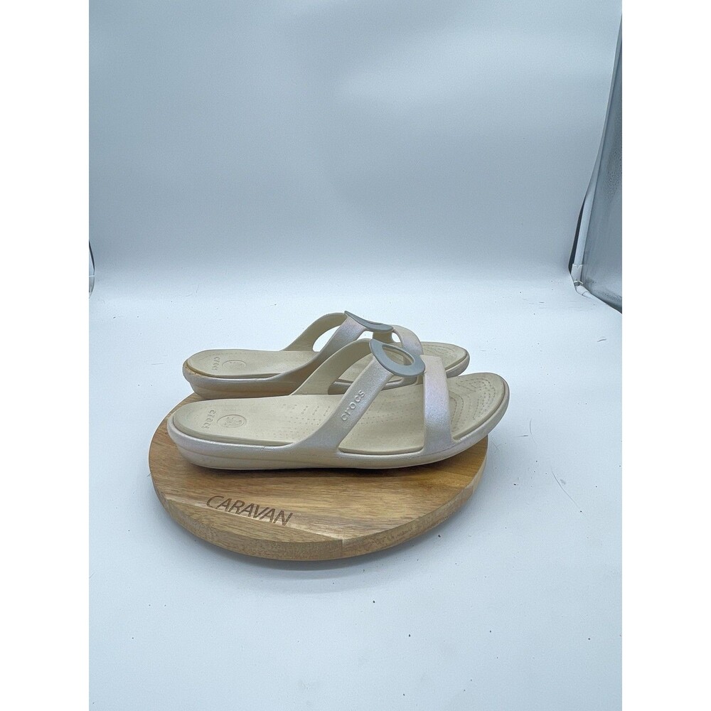 Crocs Sanrah Circle Iridescent Sandals Womens 9 Summer Beach Cruise Wedge